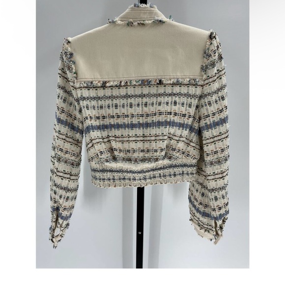 Veronica Beard Cream and Blue Tweed Jacket - Picture 2 of 2